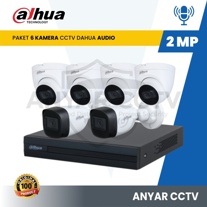 BEBAS ONGKIR - PAKET CCTV DAHUA 6CH AUDIO 2MP / CCTV DAHUA AUDIO 6 CAMERA - 2MP