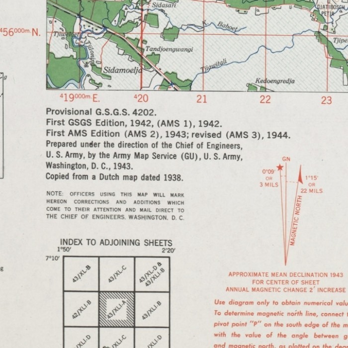 Peta Topografi / Kontur Original Boeatan Us Army 1944 ~ 45 New 100 % Original