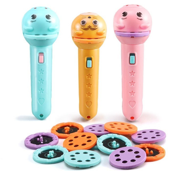 Mrj Senter Proyektor Karakter Hewan Fun Flashlight Mainan Gambar Anak New 100 % Original