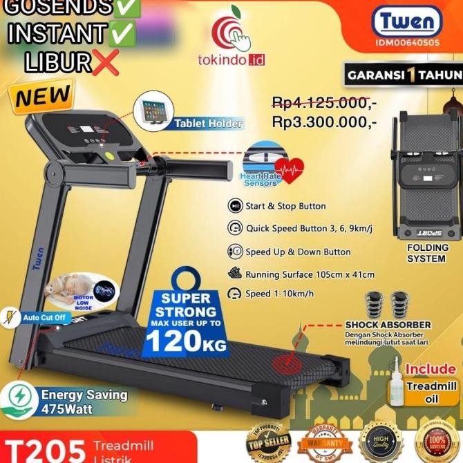 Treadmill T205 Treadmil Listrik alat fitness gym running