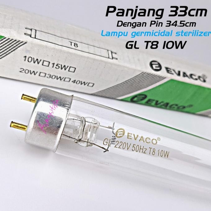 Produk Baru Lampu UV UVC T8 20W EVACO Germicidal sterilizer air kuman SET KOMPLIT