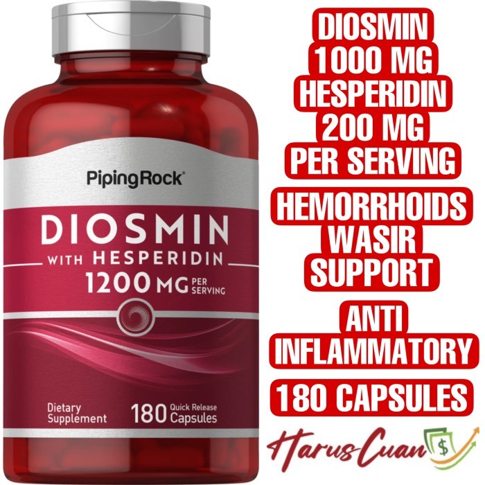 Piping Rock Diosmin with Hesperidin 1200 mg 180 Capsules Wasir Support