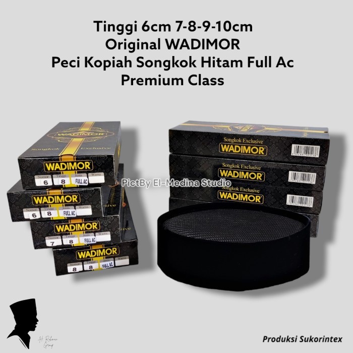 SALE Peci Wadimor Motif Ful Ac lSongkok Hitam  ac Tinggi 7-8-9-10Cm Beludru - Tinggi 7 Cm, No 3 U191