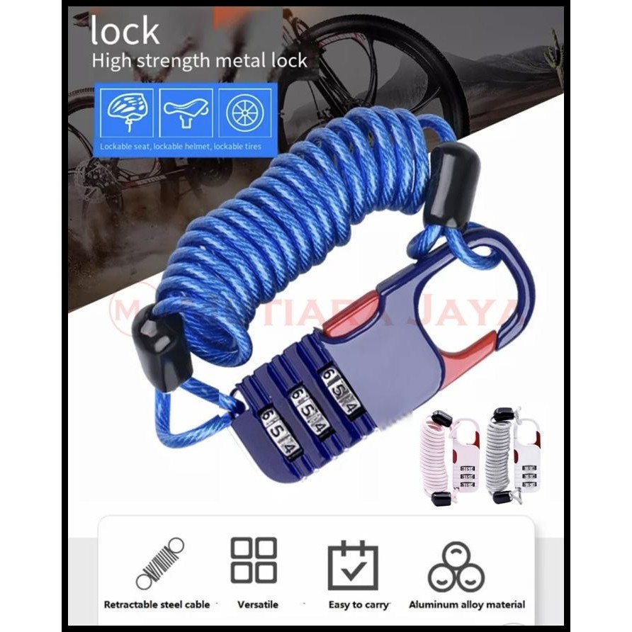 Kunci Gembok Kode Angka Tali Baja Sepeda Koper Helm Motor Anti Maling