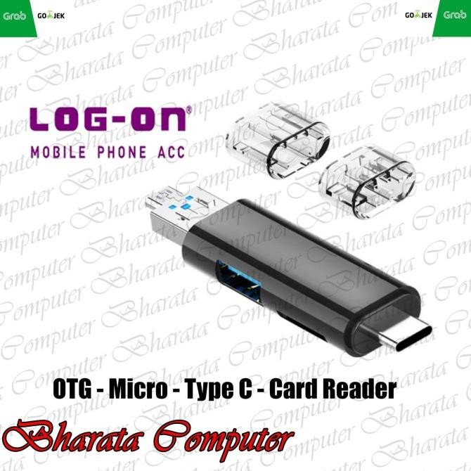 

Diskon! Log On LO-CR05 3in1 OTG Micro Type C Card Reader Multifungsi