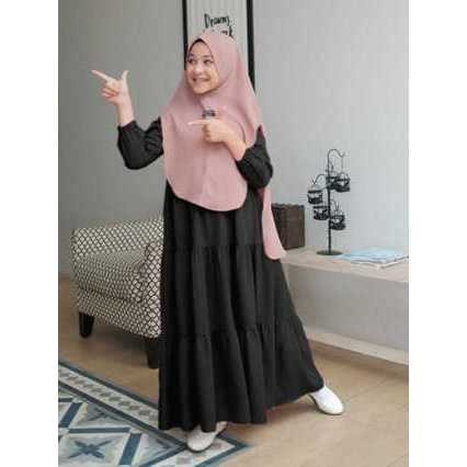 Baju Muslim gamis syari rayon anak bahan katun rayon usia 7 - 12 tahun gamis usia tanggung dress