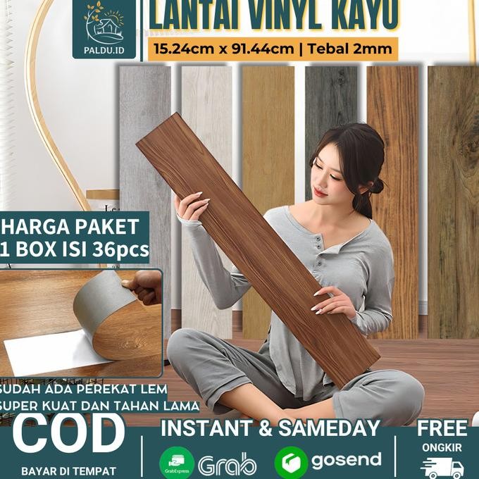 Paldu Id - Lantai Vinyl Stiker / Stiker Lantai Vinyl / Paket 1 Box Isi 36 Vinyl Uk : 91.4Cm X 15.2Cm