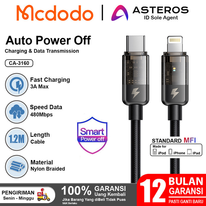 HEMAT MCDODO Kabel Iphone PD Type C To Lightning Auto Disconnect 36w Max