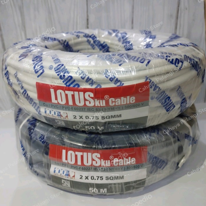 TERPERCAYA Kabel Listrik NYMHY 2x0.75 2x0,75 (Serabut) Lotus SNI - Meteran