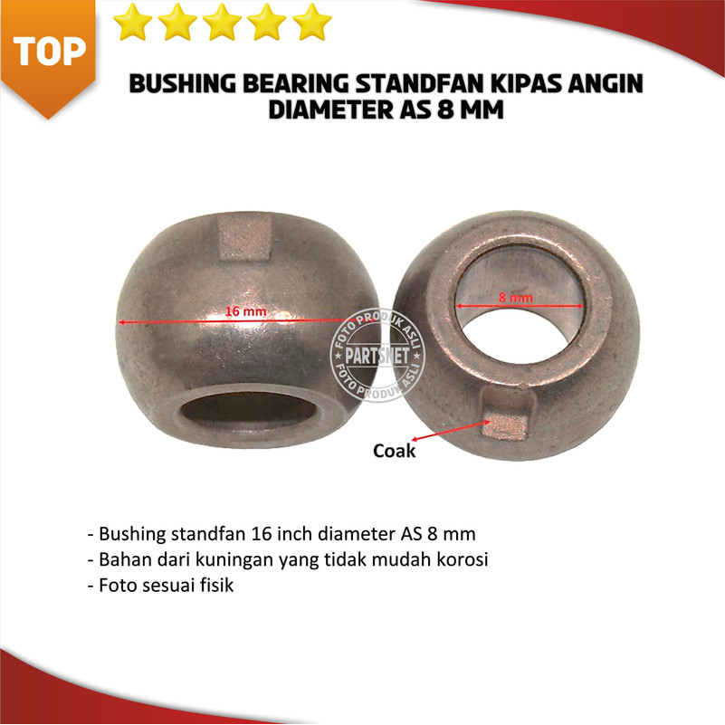 Bushing boshing bos bearing standfan kipas angin diameter AS 8 mm