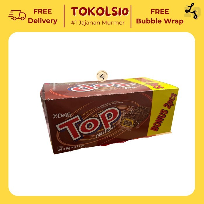 

CUCI GUDANG Delfi Top Wafer Box Coklat/Black in White - 1 Box 24pcs x 16gr