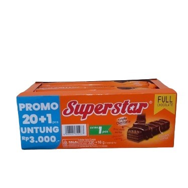 

BERMUTU Wafer Superstar 1 Box Triple Chocolate isi 20 Pcs