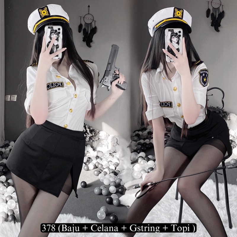 Costum Luckymm Sexy Cosplay Police / Baju Sexy Wanita Set Cosplay Polisi / Set Wanita Cosplay 378