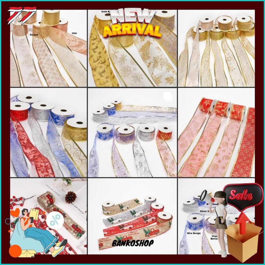 

Pita Pohon Natal Roll 4Cm 5Cm 6Cm Motif Series Warna Red Gold Aksesoris Hiasan Dekorasi Ornament Pohon Natal Cod