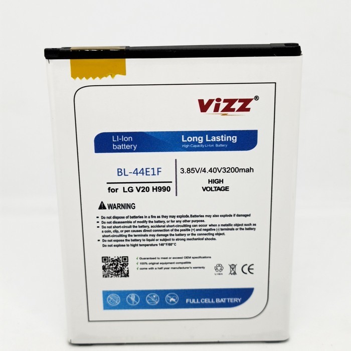 Battery Batre Baterai Double Power Vizz LG BL44E1F BL-44E1F V20 H910