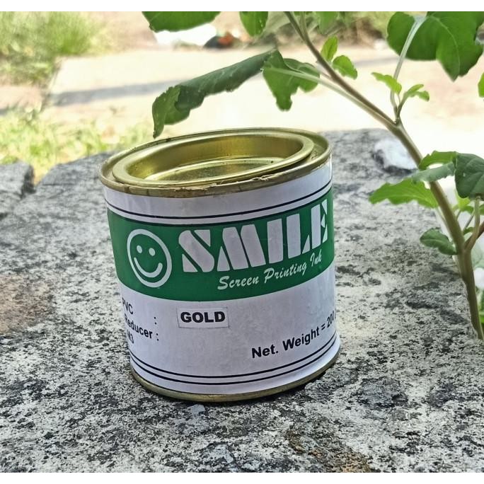 BEBAS ONGKIR - [Gold] Tinta Cat Sablon Kertas PVC SMILE 200 g