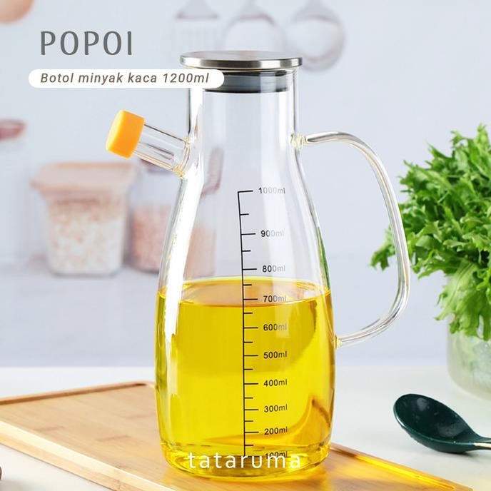 

popoi - oil jar tempat minyak dengan penutup kaca borosilikat simpan kecap minyak wijen cuka termurah