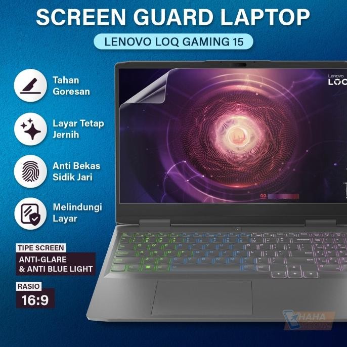 

BLUE- ANTI GORES LENOVO LOQ 15 GAMING LAPTOP SCREEN GUARD GLARE BLUE LIGHT