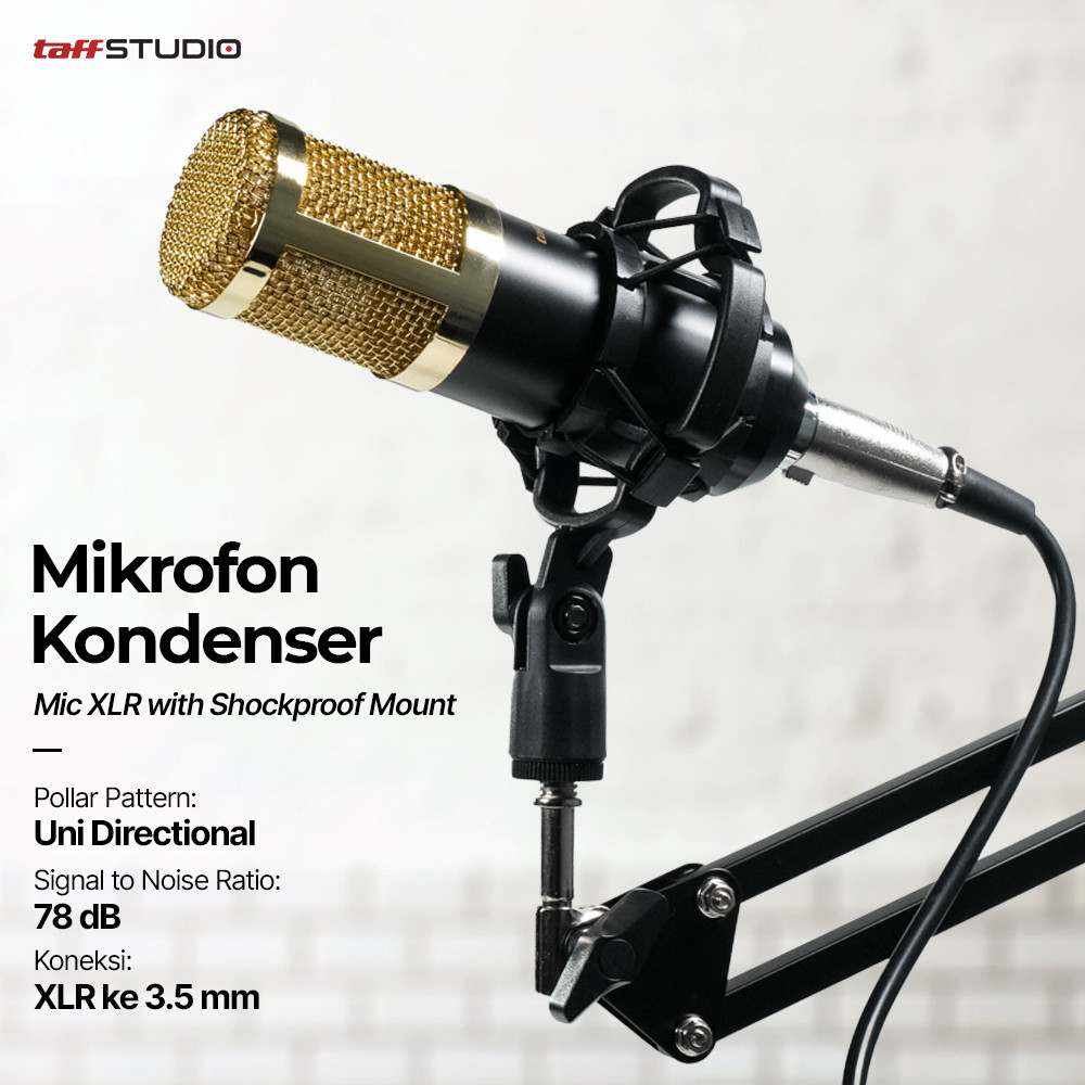 

- TaffSTUDIO Mikrofon Kondenser Studio Mic XLR with Shockproof Mount - BM-800 -