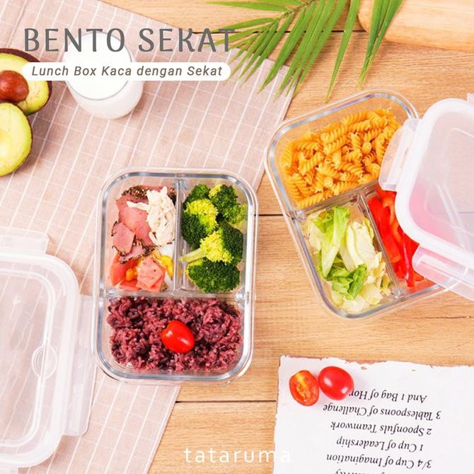 

bento sekat - lunch box kaca sekat kedap udara anti bocor termurah