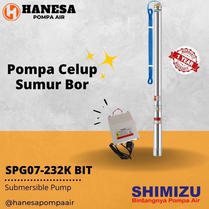 Shimizu SPG07-232K BIT (1/3 HP + W/ CABLE 30m) Pompa Celup Sumur Bor