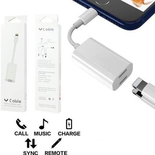 socket - Cable Y Double Lightning Jack Converter 2in1 Y Cable For iPhone