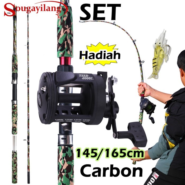 Sougayilang Joran Set 20kg 145cm 165cm Carbon Joran Pancing Torilling