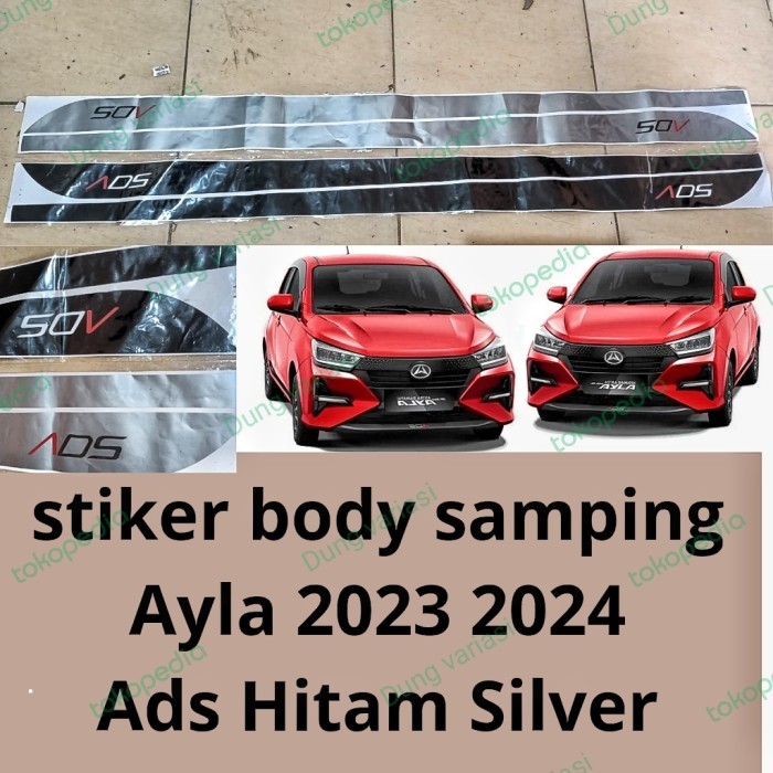 Terlaris stiker body Agya Ayla 2023 2024 ads hitam silver mobil universal. SALE