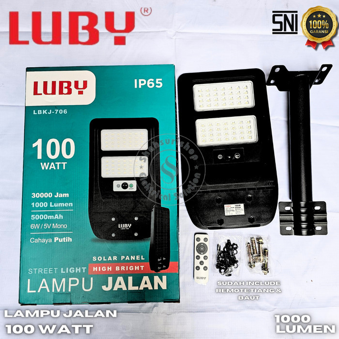 HARGA DISC - LUBY PJU SOLAR/ LAMPU JALAN/LAMPU SOROT SOLAR LUBY 100W LBKJ 706