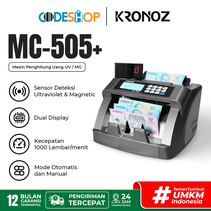 

Mesin Penghitung Uang Kronoz MC-505+ Money Bill Counter Dual Display MC-505