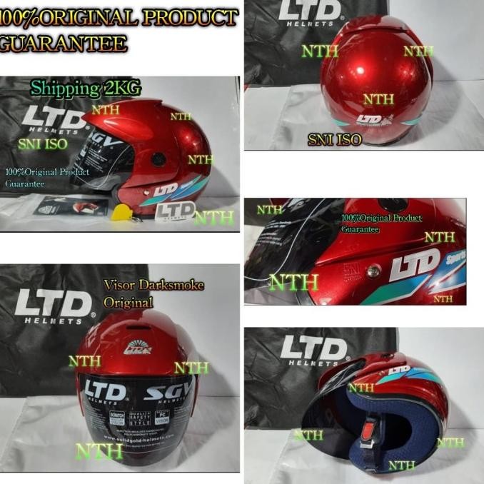 TERBARU - Helm LTD Sport Merah maron dan Kaca LTD Darksmoke Original SNI ISO