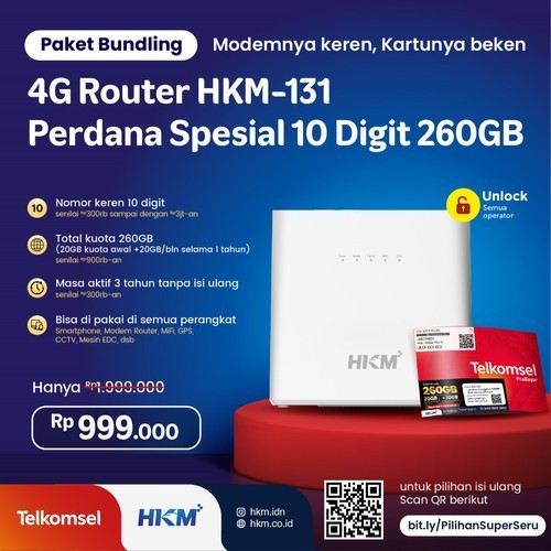 TERMURAH - MODEM WIFI 4G ALL OPERATOR HKM 131 ROUTER WIFI UNLOCK GARANSI RESMI