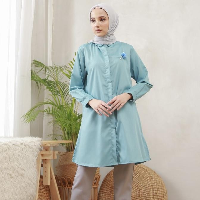 

BLUE- WULFI DAY TO DAY KEMEJA TUNIK TOYOBO FENOMENAL CERULEAN BLUE