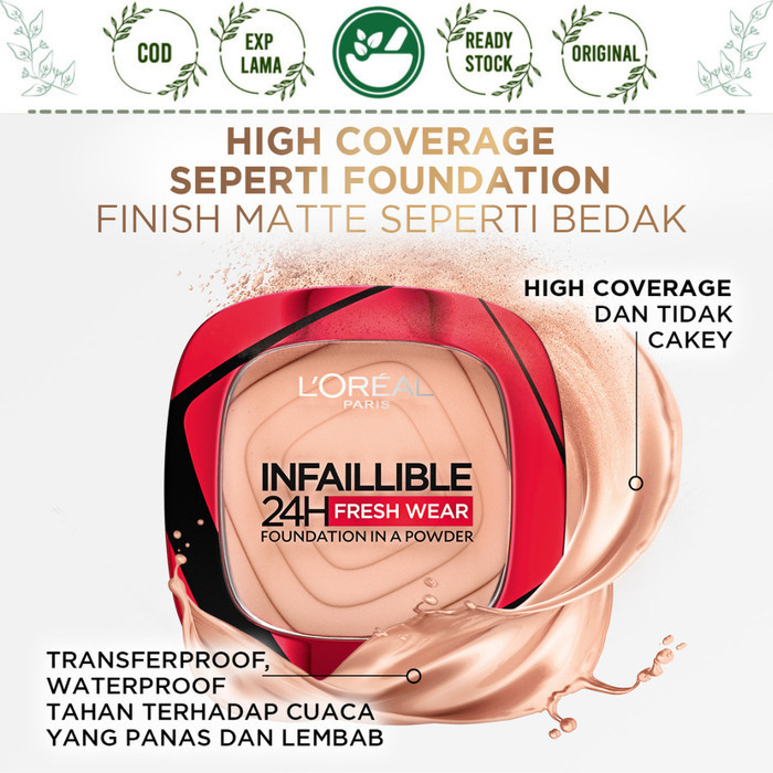 L'OREAL PARIS INFALLIBLE 24H FRESH WEAR POWDER FOUNDATION LOREAL BEDAK