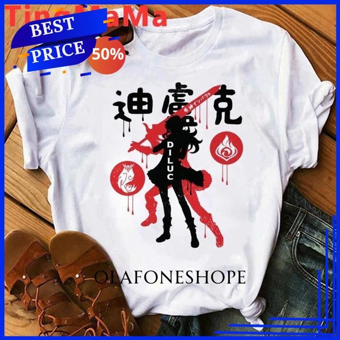 KAOS DILUC ZHONGLI GENSHIN IMPAT KAWAII ANIME DISTRO SHIRT BY OLAFONESHOPE BEST PRODUK 