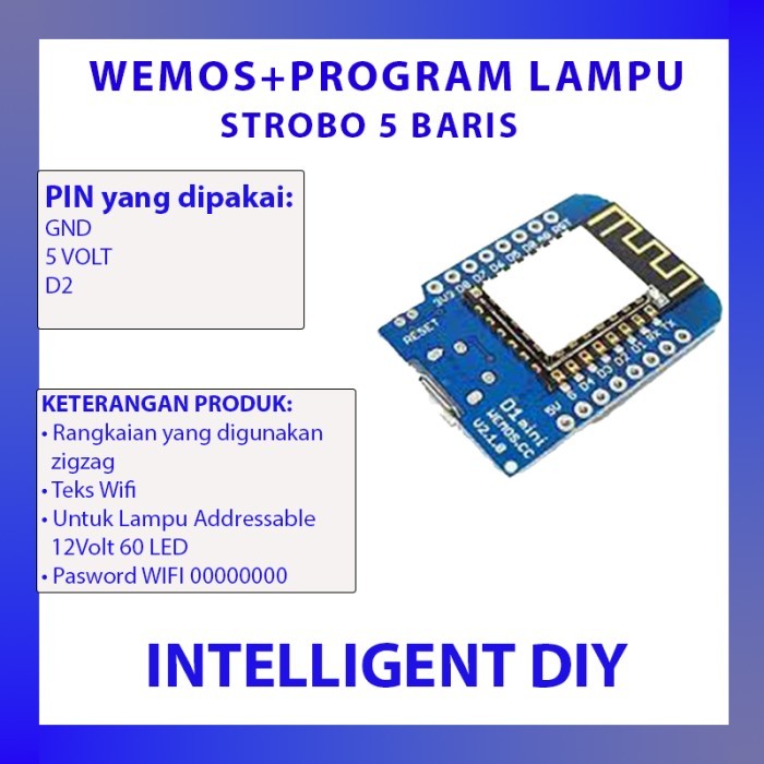 WEMOS+PROGRAM STROBO TEKS WIFI 5 BARIS