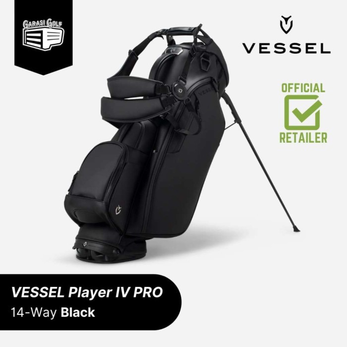 VESSEL Player IV PRO 14-Way Stand Bag Golf Black - Tas Stick Original