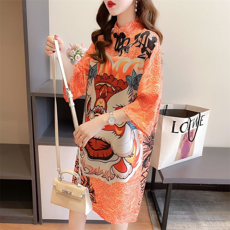 Gemuk Wanita Berkualitas mm Model Nasional T Dress Kaos  Lengan Pendek Setengah Peningkatan