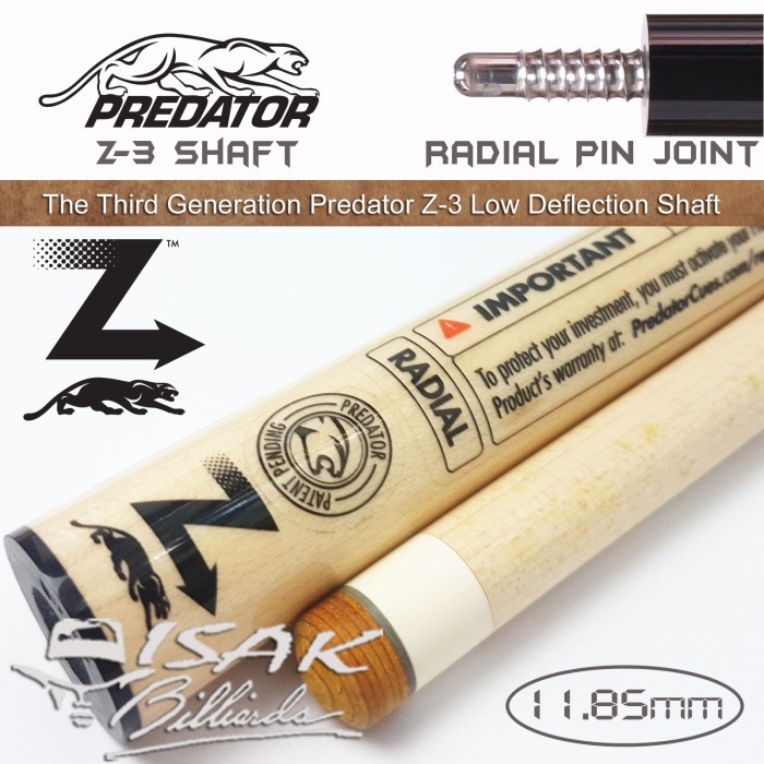 PREDATOR Z-3 RADIAL SHAFT -LOW DEFLECTION BILLIARD STICK BILIAR STIK