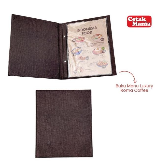 cetak mania - buku menu kulit luxury jepit baut isi plastik mika a4 - cafe, coffee shop, restoran, h