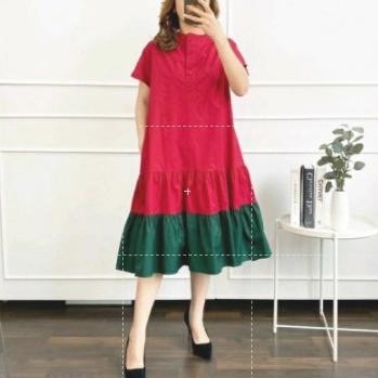 jku GAUN NATAL / DRESS CHRISTMAS / GAUN ACARA NATAL MERAH HIJAU BOTOL
