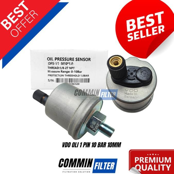 Switch - VDO SENSOR TEKANAN OLI SWITCH OLI VDO 10 BAR 1 PINS DRAT 10MM
