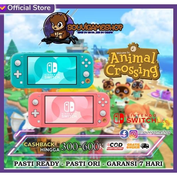 Switch - Nintendo Switch Lite Animal Crossing Isabelle Aloha (Coral) | Timmy & Tommy Edition (Turquo