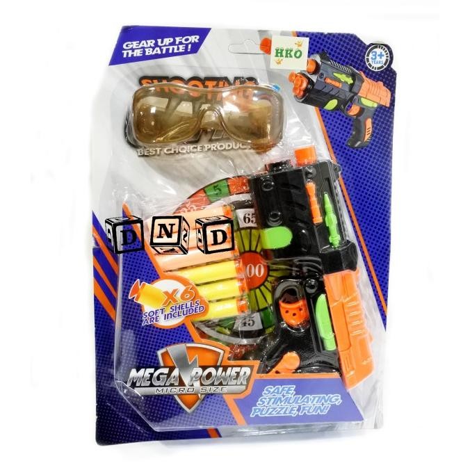 Mainan Anak Mega Power Shooting Game Soft Bullet Gun Pistol Kokang Stok Terbatas