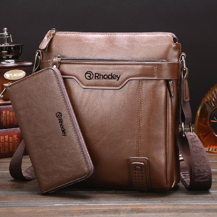 MURAH [KULIT ASLI] Rhodey Barnoroo Tas Selempang Pria Crossbody Bag - Rhodey + Dompet