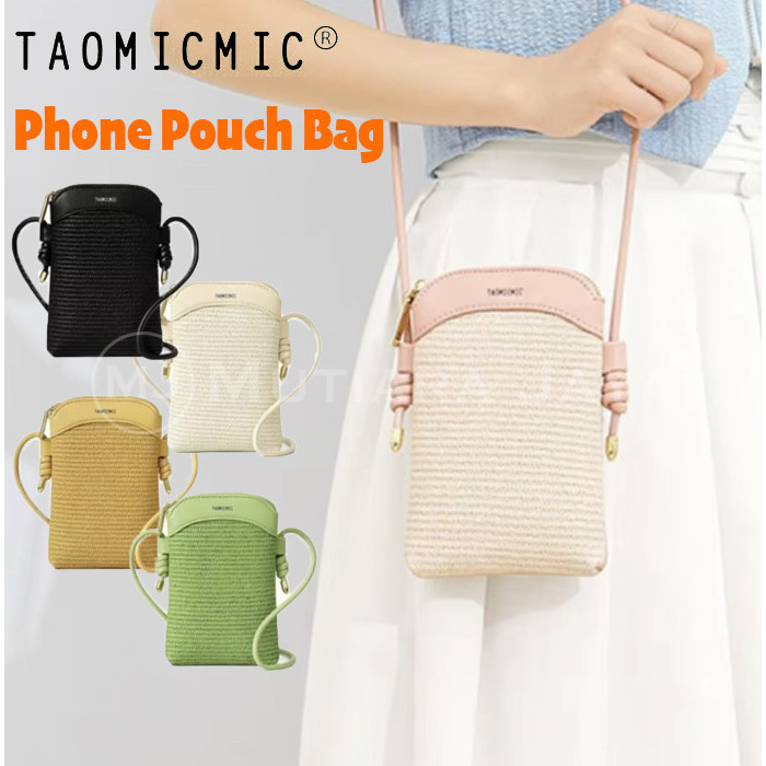 Bisa COD TAOMICMIC Tas Selempang Wanita Pouch Handphone Dompet HP Mini Phone Bag - Hitam