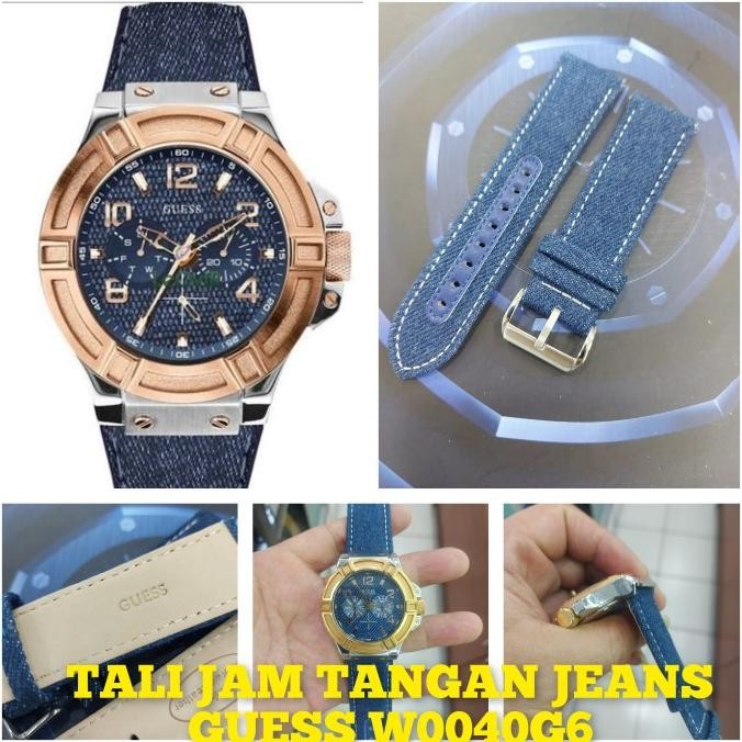 tali - tali jam tangan kulit jeans/denim guess w0040g6