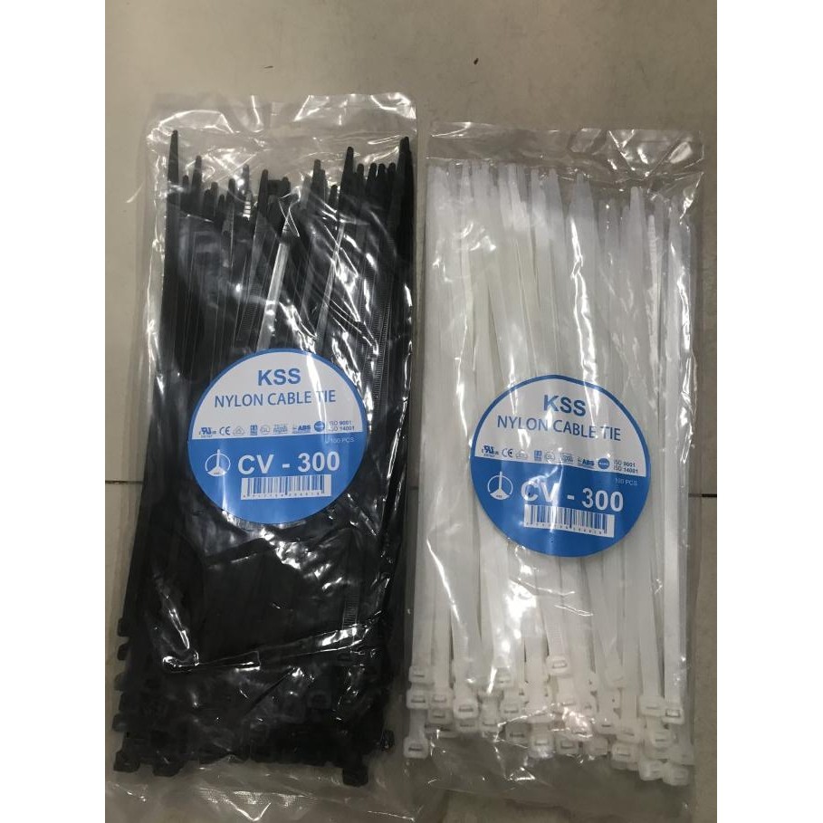 

Kabel Ties 300 x 7.6 Warna Putih/Hitam @100pcs