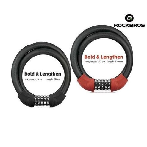 GEMBOK SEPEDA ROCKBROS RKS870 KUNCI KOMBINASI BIKE LOCK CHAIN 5 DIGIT