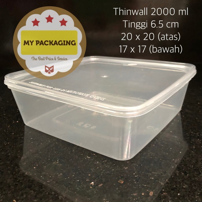 DISKON Kotak Makan Microwave / food box / wadah plastik 2000 ml